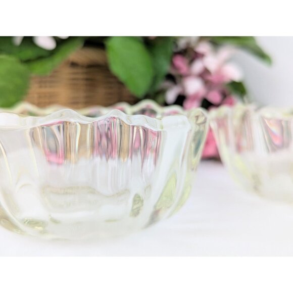 Set of 2 Indiana Glass Sunflower Bowls Vintage Clear Thick Glass Condiment Bowls - Picture 5 of 7